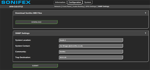 AVN-CU2 SNMP