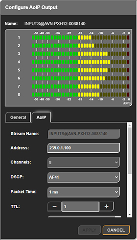 Configuration AoIP Output