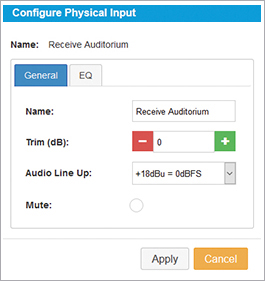 Configure Physical Input General