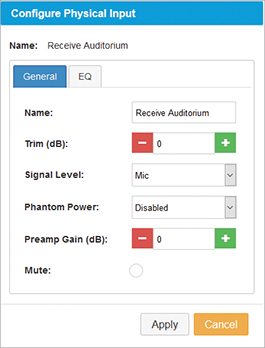 Configure Physical Input General