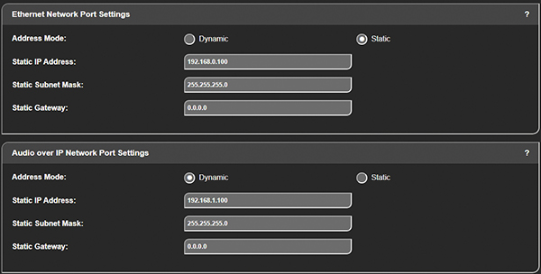 Network Port Settings