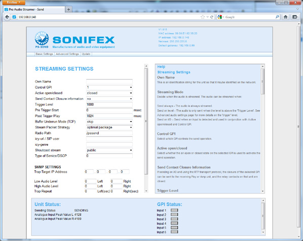 SONIFEX PS-AMPS DECODEUR AUDIO STREAMER PRO IP sur audio, 2x sorties HP,  install.en rack