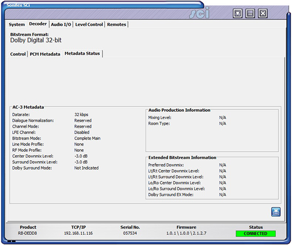 RB-DEDD8 DECODER METATDATA SCREEN