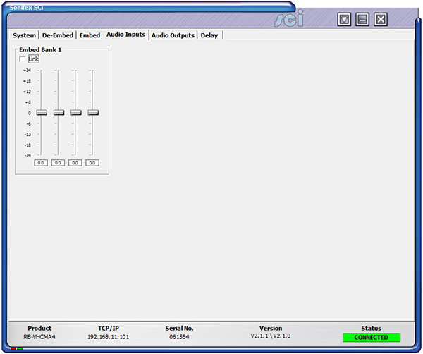 Sci image - RB-VHCMA4 Audio Inputs Screen