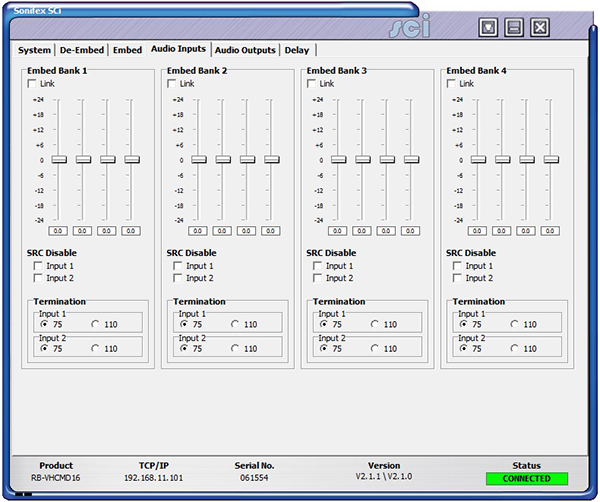 Sci image - RB-VHCMD16 Audio Inputs Screen