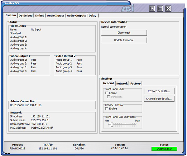 Sci image - RB-VHCMD16 general System Screen