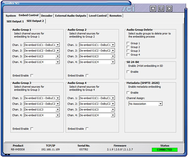 Sci image - RB-VHDDD8 Embed Control/SDI2 Screen