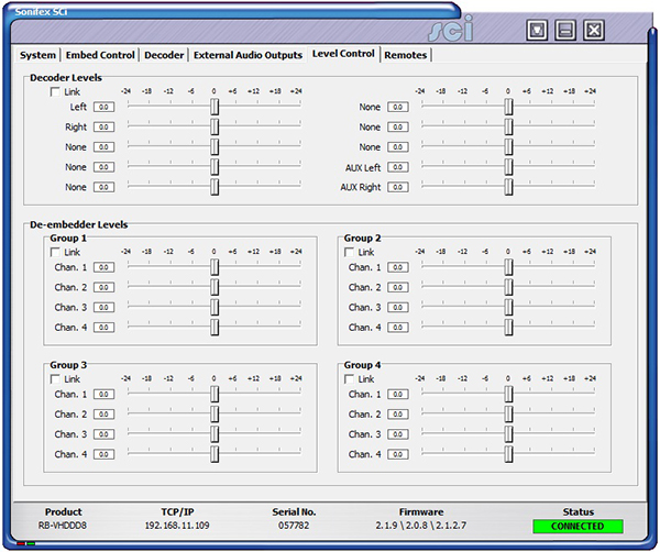 Sci image - RB-VHDDD8 Level Control Screen