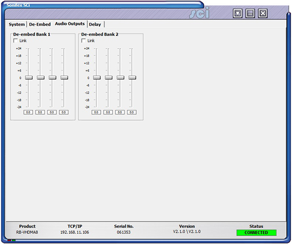 Sci image - RB-VHDMA8 Audio Outputs Screen