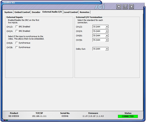 Sci image - RB-VHEDD8 External Audio IO Screen