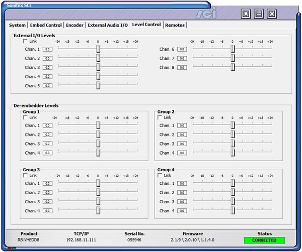 Sci image - RB-VHEDD8 Level Control Screen