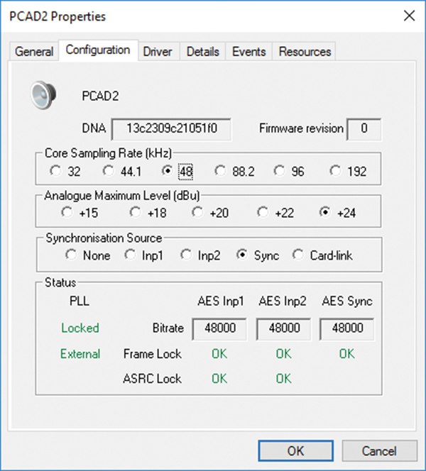 PC-AD2 Properties/Configuration Page